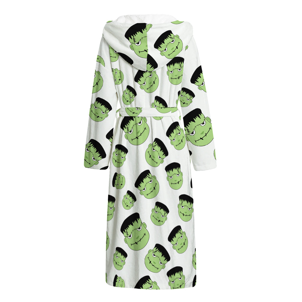 Halloween Frankenstein Pattern Print Hooded Bathrobe