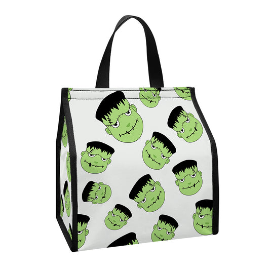Halloween Frankenstein Pattern Print Insulated Lunch Tote
