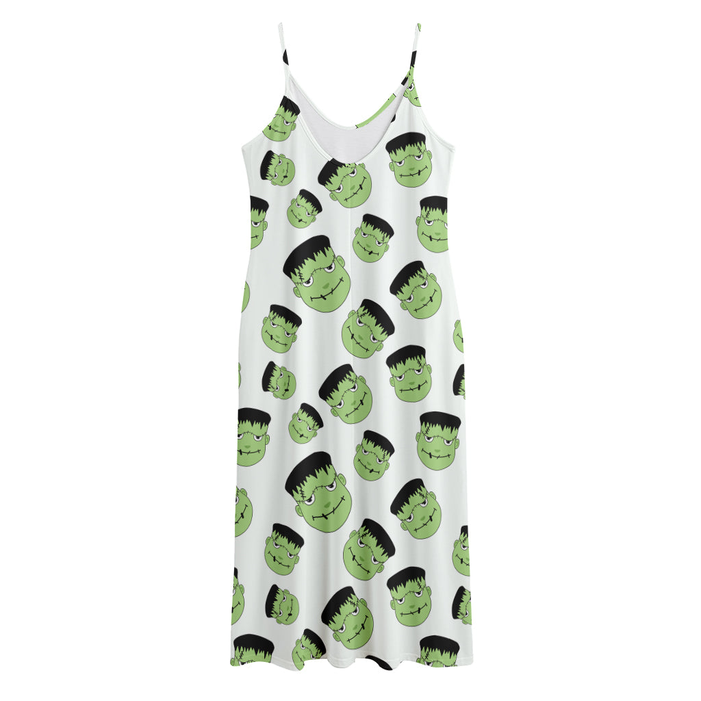 Halloween Frankenstein Pattern Print Jersey Midi Cami Dress