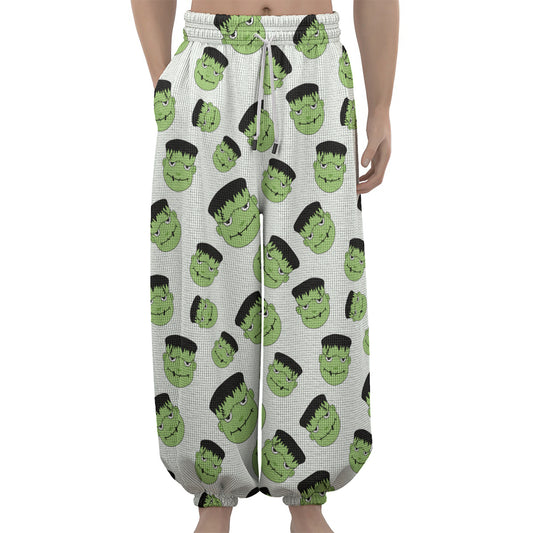 Halloween Frankenstein Pattern Print Lantern Pants