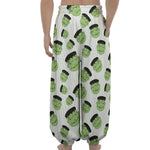 Halloween Frankenstein Pattern Print Lantern Pants