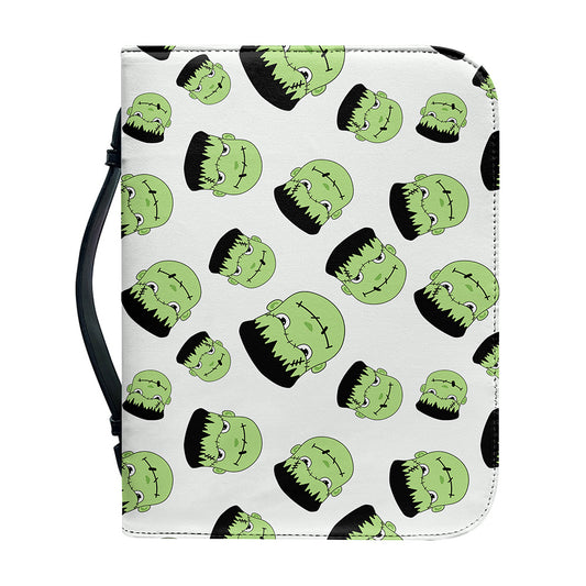 Halloween Frankenstein Pattern Print Leather Bible Cover