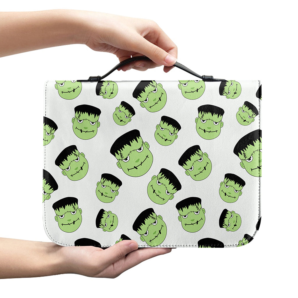 Halloween Frankenstein Pattern Print Leather Bible Cover