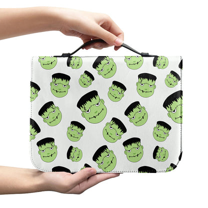 Halloween Frankenstein Pattern Print Leather Bible Cover