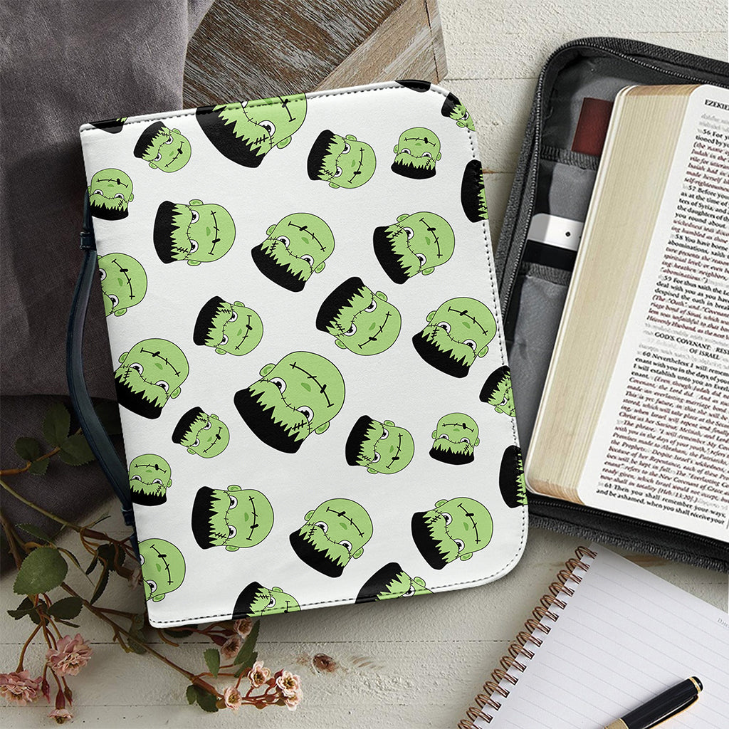 Halloween Frankenstein Pattern Print Leather Bible Cover