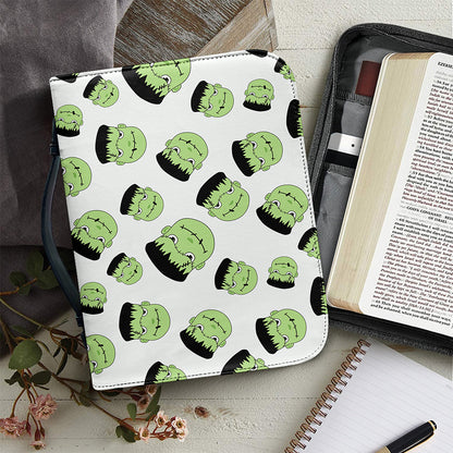 Halloween Frankenstein Pattern Print Leather Bible Cover