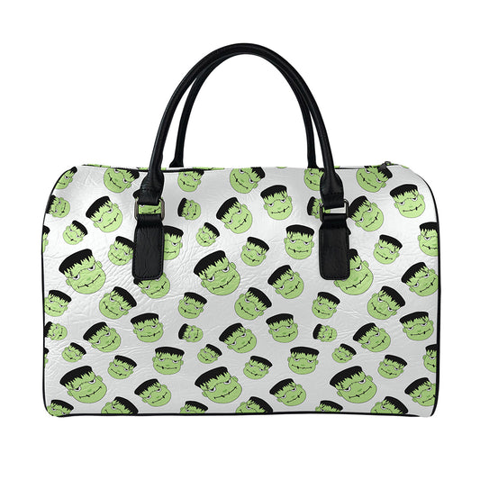 Halloween Frankenstein Pattern Print Leather Duffle Bag