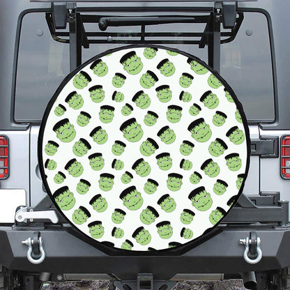 Halloween Frankenstein Pattern Print Leather Spare Tire Cover