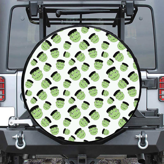 Halloween Frankenstein Pattern Print Leather Spare Tire Cover