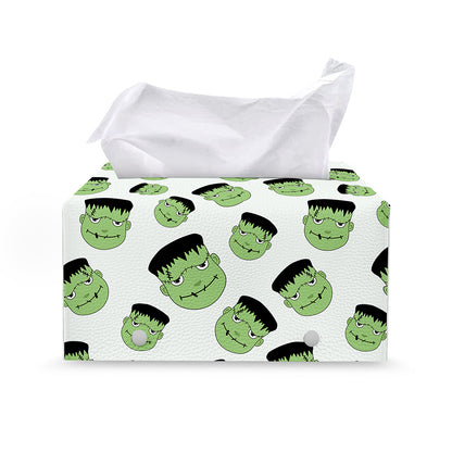 Halloween Frankenstein Pattern Print Leather Tissue Box Cover