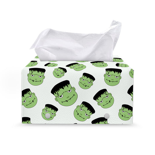 Halloween Frankenstein Pattern Print Leather Tissue Box Cover