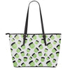 Halloween Frankenstein Pattern Print Leather Tote Bag