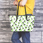 Halloween Frankenstein Pattern Print Leather Tote Bag