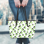 Halloween Frankenstein Pattern Print Leather Tote Bag