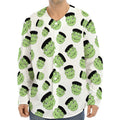 Halloween Frankenstein Pattern Print Long Sleeve Baseball Jersey
