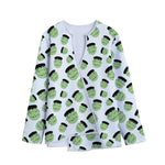 Halloween Frankenstein Pattern Print Long Sleeve Short Coat