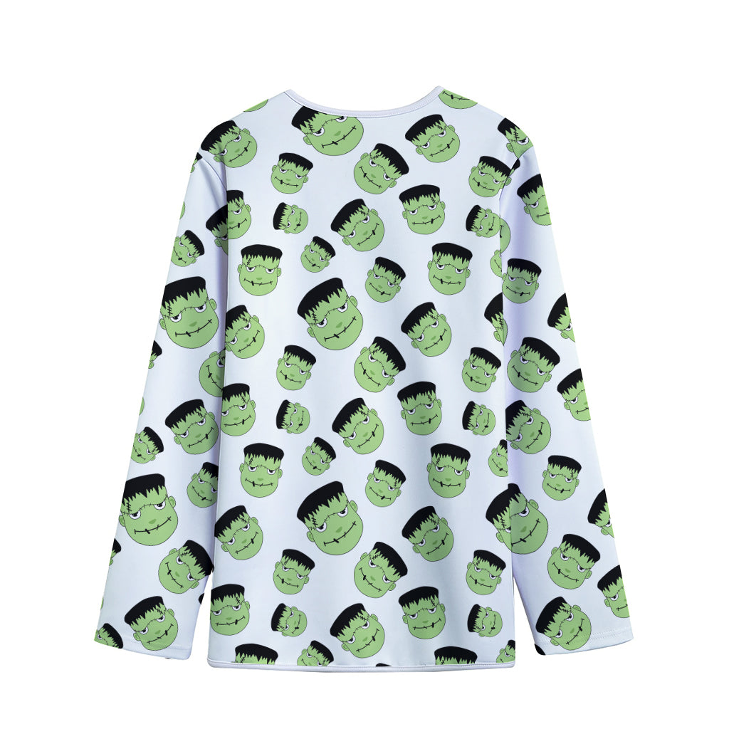 Halloween Frankenstein Pattern Print Long Sleeve Short Coat