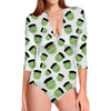 Halloween Frankenstein Pattern Print Long Sleeve Swimsuit