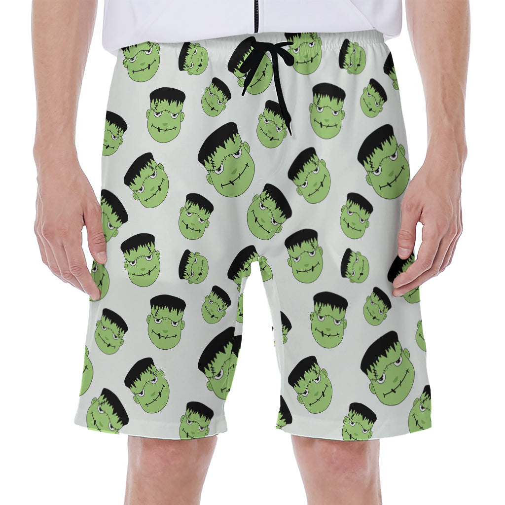 Halloween Frankenstein Pattern Print Men's Beach Shorts