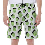 Halloween Frankenstein Pattern Print Men's Beach Shorts