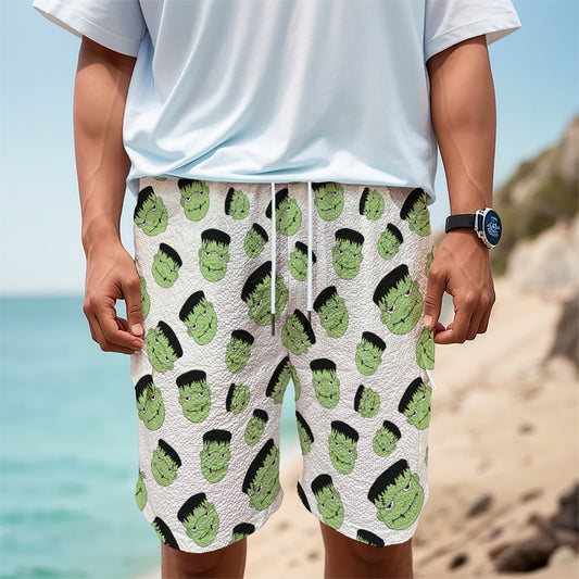 Halloween Frankenstein Pattern Print Men's Cargo Shorts