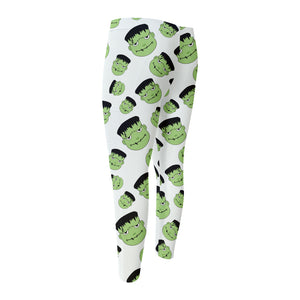 Halloween Frankenstein Pattern Print Men's Compression Pants