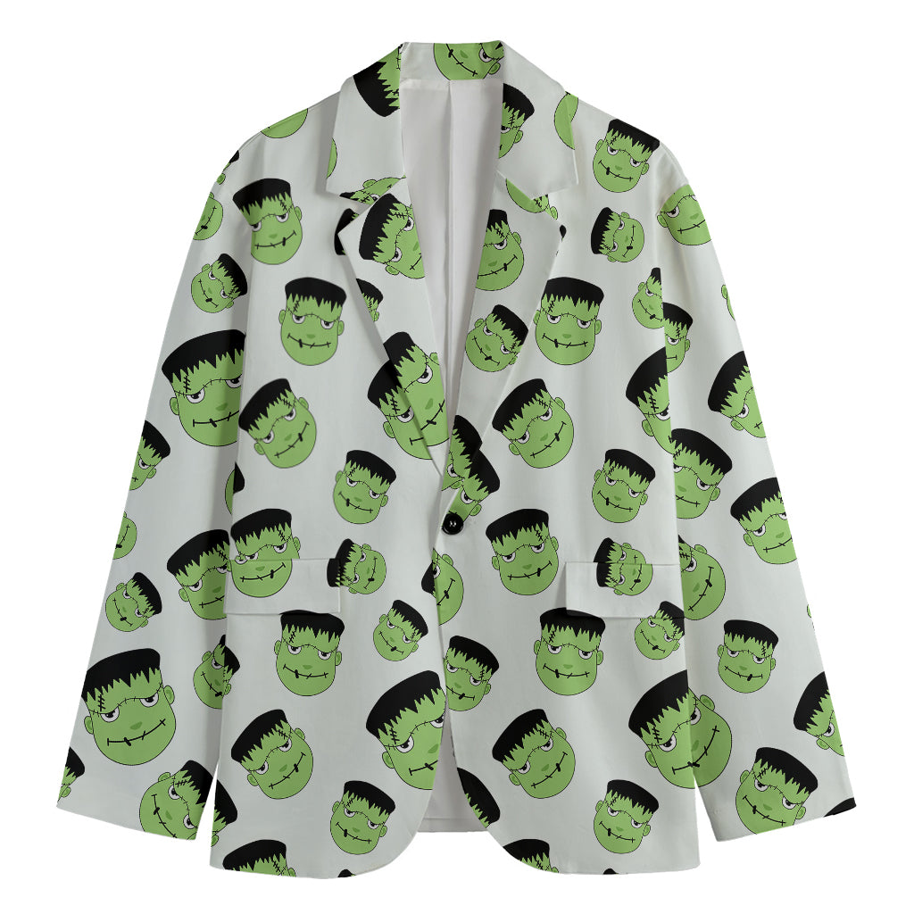 Halloween Frankenstein Pattern Print Men's Cotton Blazer