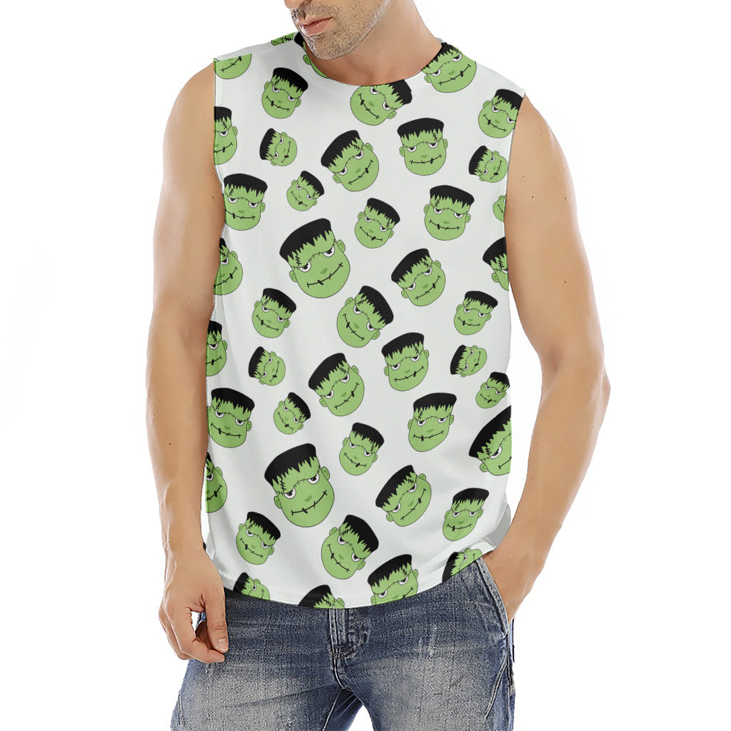 Halloween Frankenstein Pattern Print Men's Fitness Tank Top