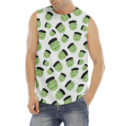 Halloween Frankenstein Pattern Print Men's Fitness Tank Top
