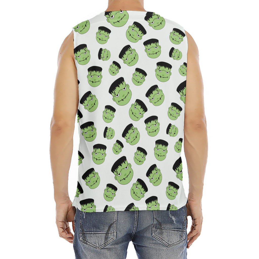 Halloween Frankenstein Pattern Print Men's Fitness Tank Top