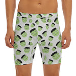 Halloween Frankenstein Pattern Print Men's Long Boxer Briefs