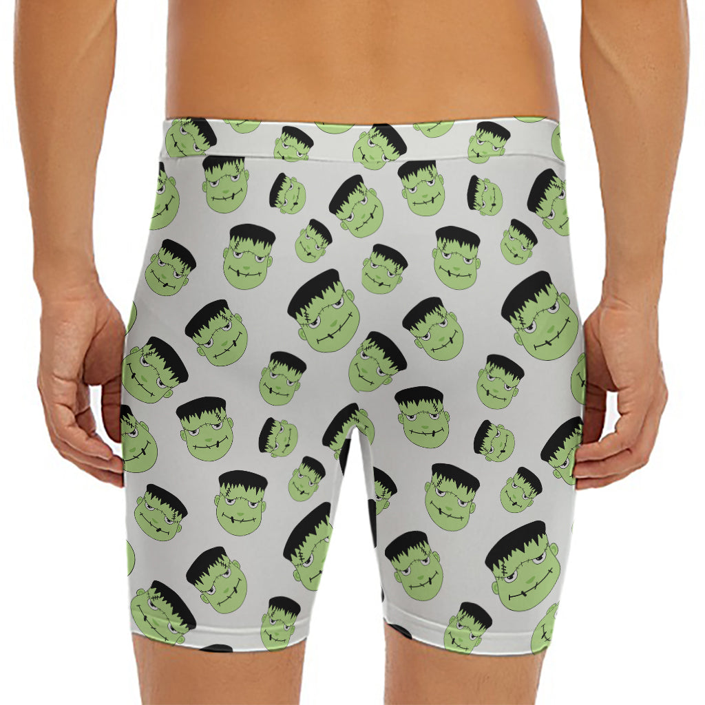 Halloween Frankenstein Pattern Print Men's Long Boxer Briefs