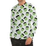 Halloween Frankenstein Pattern Print Men's Long Sleeve Rash Guard