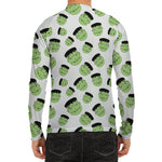 Halloween Frankenstein Pattern Print Men's Long Sleeve Rash Guard