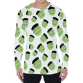 Halloween Frankenstein Pattern Print Men's Long Sleeve T-Shirt