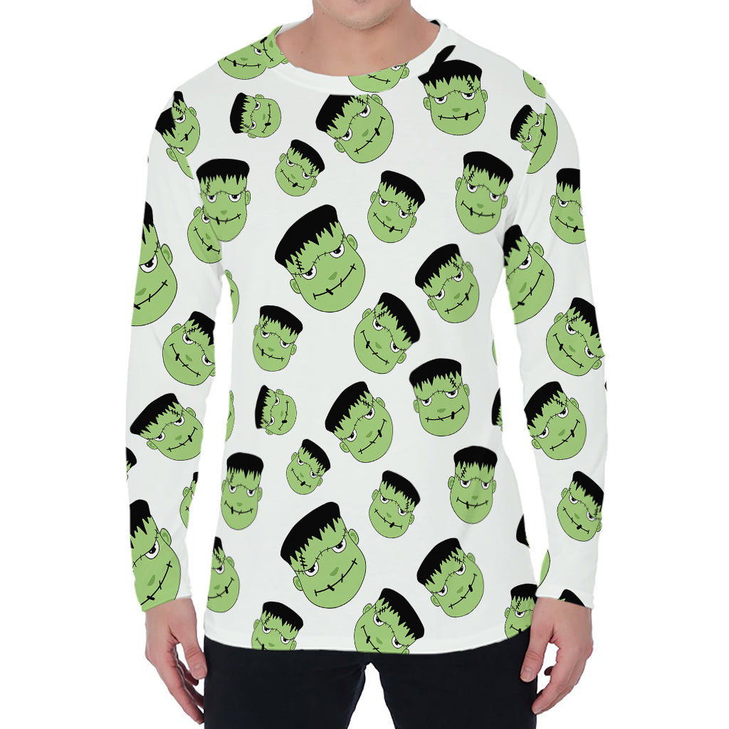Halloween Frankenstein Pattern Print Men's Long Sleeve T-Shirt