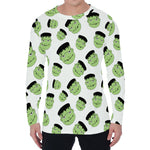 Halloween Frankenstein Pattern Print Men's Long Sleeve T-Shirt