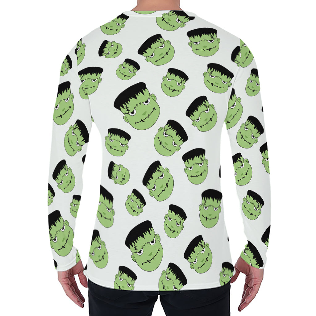 Halloween Frankenstein Pattern Print Men's Long Sleeve T-Shirt