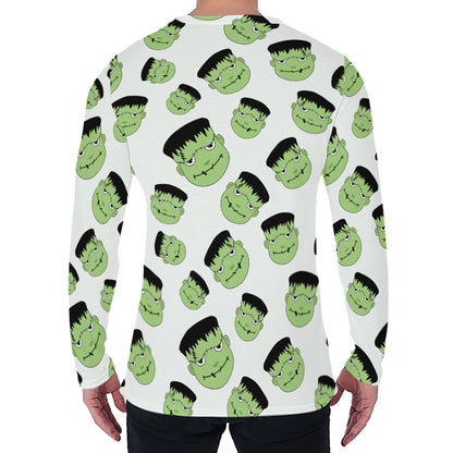 Halloween Frankenstein Pattern Print Men's Long Sleeve T-Shirt