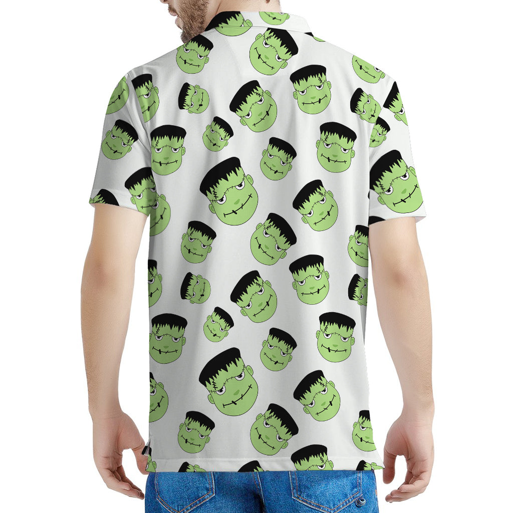 Halloween Frankenstein Pattern Print Men's Polo Shirt