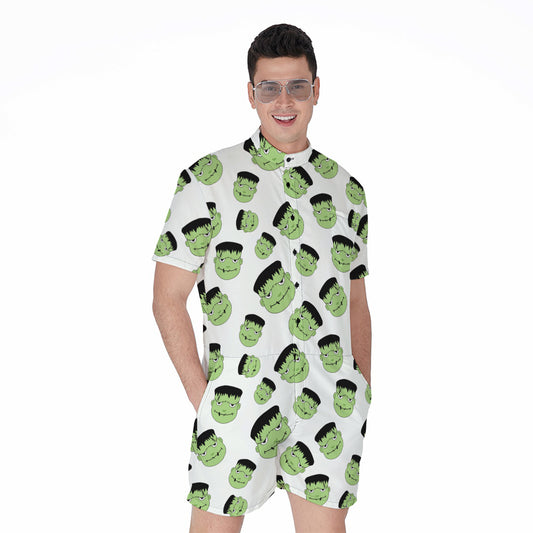 Halloween Frankenstein Pattern Print Men's Rompers