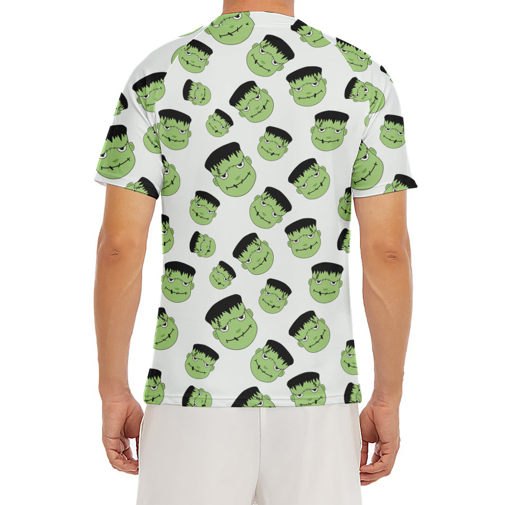 Halloween Frankenstein Pattern Print Men's Short Sleeve Rash Guard
