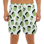 Halloween Frankenstein Pattern Print Men's Split Running Shorts