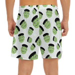 Halloween Frankenstein Pattern Print Men's Split Running Shorts