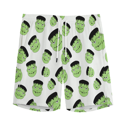 Halloween Frankenstein Pattern Print Men's Sports Shorts