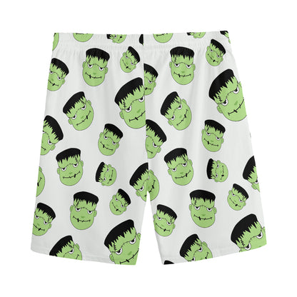 Halloween Frankenstein Pattern Print Men's Sports Shorts