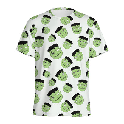 Halloween Frankenstein Pattern Print Men's Sports T-Shirt