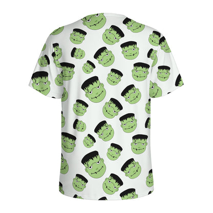 Halloween Frankenstein Pattern Print Men's Sports T-Shirt