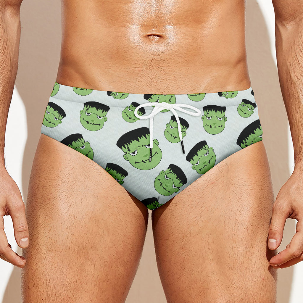 Halloween Frankenstein Pattern Print Men's Swim Briefs