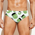Halloween Frankenstein Pattern Print Men's Swim Briefs